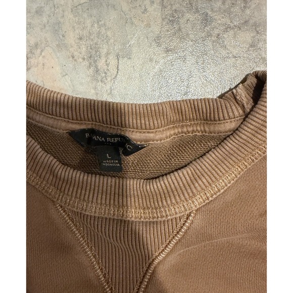 Banana Republic 100% Cotton Brown Crew Neck Sweatshirt Size Large Cozy Soft - Picture 2 of 6